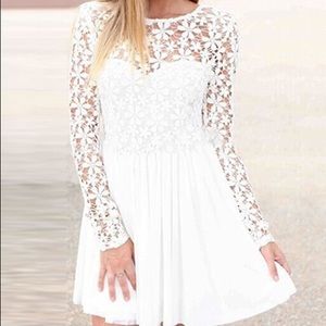 Long sleeve white lace dress NEVER WORN